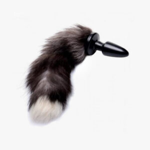 Tailz Grey Fox Tail Faux Fur Anal Plug Black White
