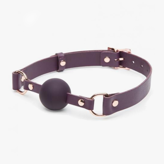 Fifty Shades Cherished Leather Ball Gag Purple
