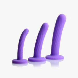 Tri-Play Silicone Dildo 3 Piece Set Purple