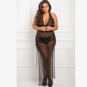 All Out There 2 Piece Gown Set Black 3X/4X