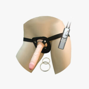 All American Whoppers 7 inches Vibrating Dong Universal Harness Beige